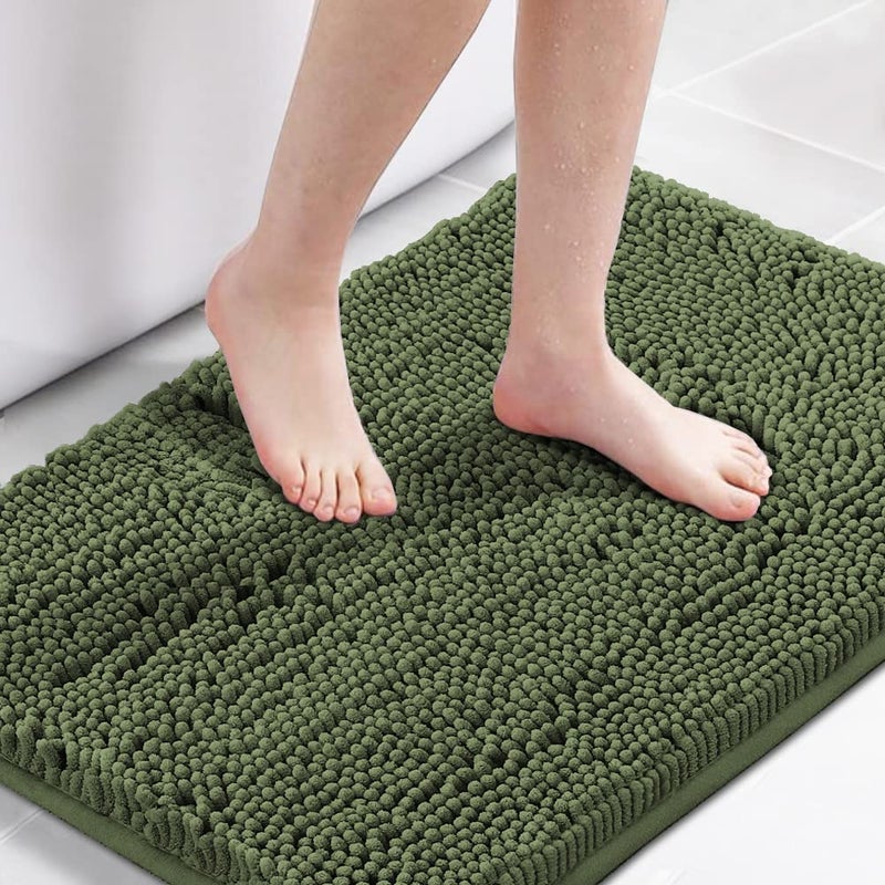 H.VERSAILTEX Bath Mats for Bathroom Non Slip Luxury Chenille Ultra Soft Bath Rugs 24x36 Absorbent Non Skid Shaggy Rugs Washable Dry Fast Plush Area Carpet Mats for Indoor, Bath Room, Tub - Loden - Image 1